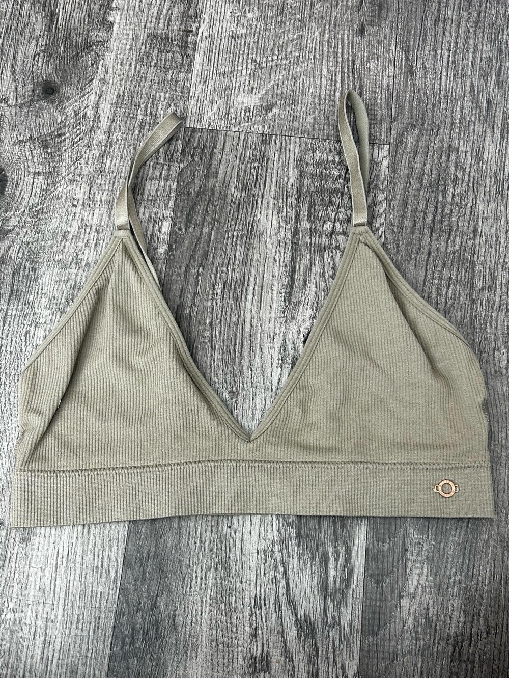 Seamless Ribbed Triangle Bralette - brown